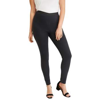 Jessica London Women's Plus Size Stretch Knit Elastic Pull-on Straight Leg  Pants Trousers - 14 W, Black : Target