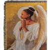 Manual Woodworkers and Weavers Decorative Angel Wings Tapestry Throw Blanket 50"x60", Cotton, Gold and White Inspirational Home Accent - 2 of 3