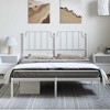 vidaXL Full Metal Bed Frame with Headboard, Sturdy Steel, White, No Mattress - 3 of 4