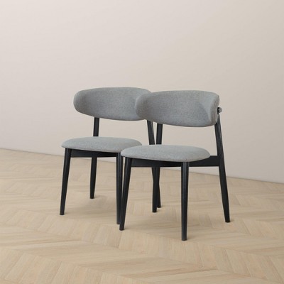 NicBex Mid-Century Modern Fabric Upholstery Dining Chair Set of 2 with Solid Wood Legs Kitchen Side Chairs for Living room