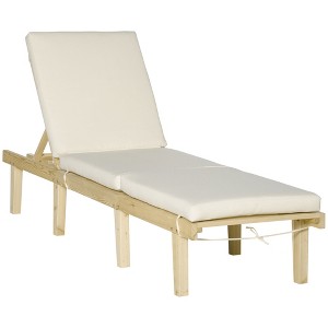Outsunny Chaise Lounge Chair for Outdoor, Patio Recliner with 4-Position Adjustable Backrest and Cushion for Deck, Beach, Lawn and Sunbathing - 1 of 4