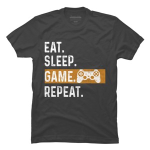 Men's Design By Humans Eat Sleep Game Repeat By MeowShop T-Shirt - 1 of 2