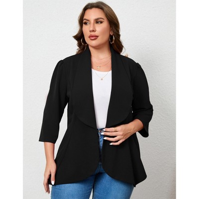 Women's Plus Size Cardigan 3/4 Sleeve Open Front Blazer for Women