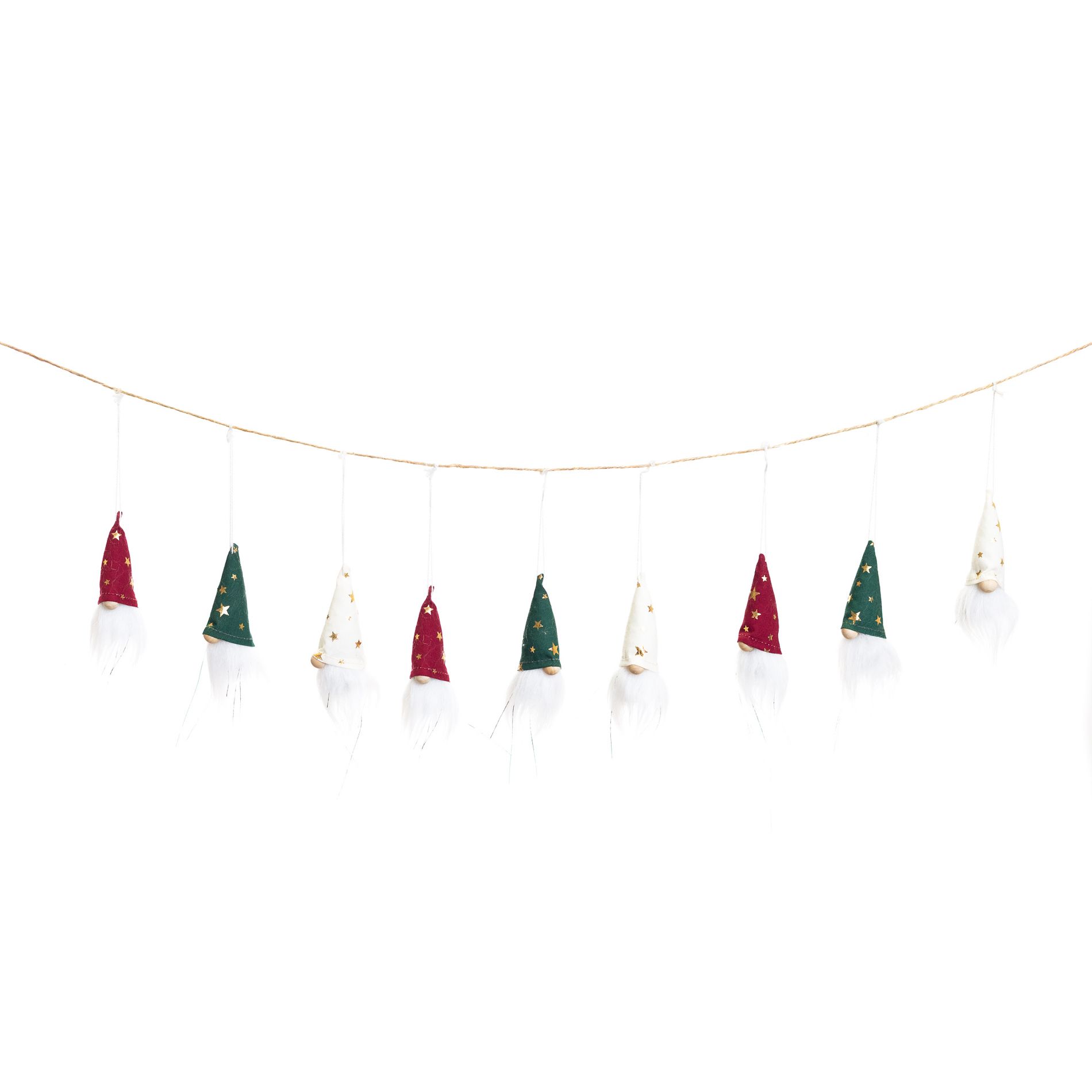 Northlight Mini Plush Gnomes in Star Hats Christmas Garland- 4.25'