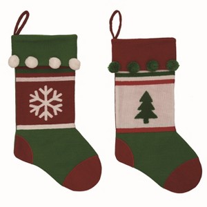 Transpac Plush Bright Merry Stocking Set of 2 Christmas Home Decorations - 1 of 1