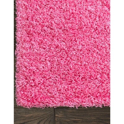 Taffy Pink Plush Rectangular Shag Area Rug for Easy Care