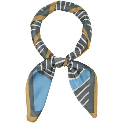 Elerevyo Women's Striped Satin Square Silk Scarves Neckerchief 35.4"x35.4"