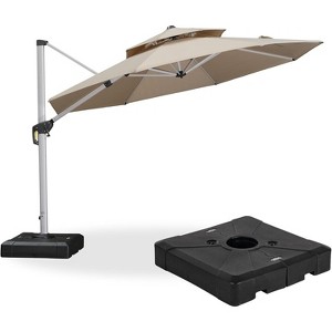 PURPLE LEAF 11ft Outdoor Patio Umbrella Offset Cantilever Umbrella with Base 360 Degree Rotation Round Market Umbrella for Deck Pool and Garden - 1 of 4