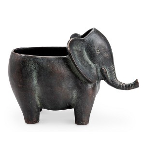 SPI Home Elephant Planter Holder – 12" Wide Aluminum Jungle Animal Pot Stand, Whimsical Decorative Plant Display for Indoor or Garden Use - 1 of 3