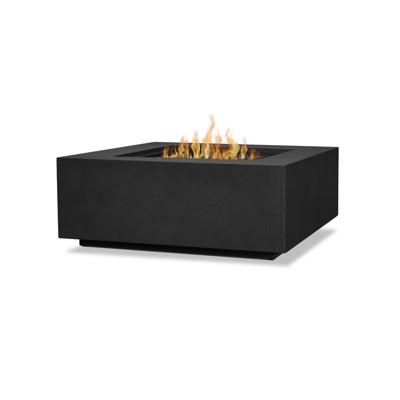 Aegean 36" Square Steel Propane or Natural Gas Fire Pit Table in Black by Real Flame