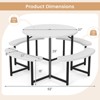 Costway Round Picnic Table Bench Set with 4 Benches Umbrella Hole All Weather Tabletop White/Green/Gray/Black - 3 of 4