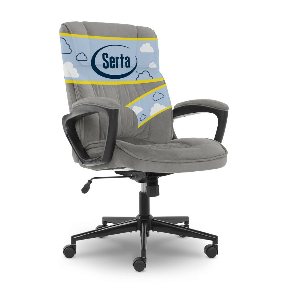 Photos - Computer Chair Serta Style Hannah I Microfiber Office Chair Velvet Gray - : With Fixed Arms & Casters/Wheels 