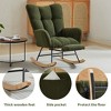 LOVMOR Upholstered Teddy Velvet Rocking Chair & Accent Chair with High Backrest, for Nursery Bedroom, Living Room, Dark Green - 2 of 4