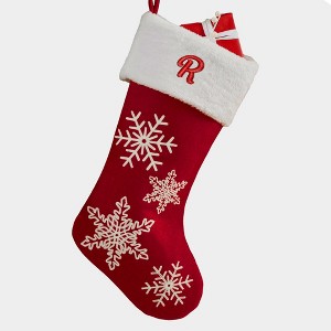 Personalization Mall Red & White Snowflake Initial Christmas Stocking - 1 of 3