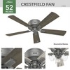 Hunter Fans 52" Crestfield Lighted Ceiling Fan Matte Silver with Light Gray Oak Blades and Integrated LED - 2 of 4