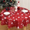 Waterproof Tablecloth - Holiday Party Tablecloth, Merry Christmas Print, Red Base with Random Deer and Christmas Tree, Dining Room and Kitchen Decor - 3 of 4