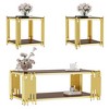Dolonm Luxury Gold Coffee Table: 43.3" Rectangular 8mm Tempered Glass, 300lbs Stainless Steel Legs, Adjustable Feet - Modern Living Room - 2 of 4