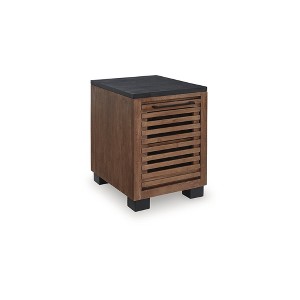 Signature Design by Ashley Kallari  Chairside End Table Two Tone Wood Storage Cabinet, Warm Brown - 1 of 4