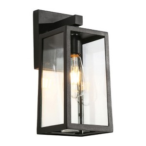LNC Pict 1-Light 13.4-in H Matte Black with Clear Glass Modern/Contemporary Medium Base (E-26) Outdoor Wall Lights - 1 of 4