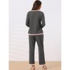 cheibear Women's Long Sleeve Shirt and Long Pants with Pocket Loungewear 2 Pieces Sleep Sets - 3 of 4