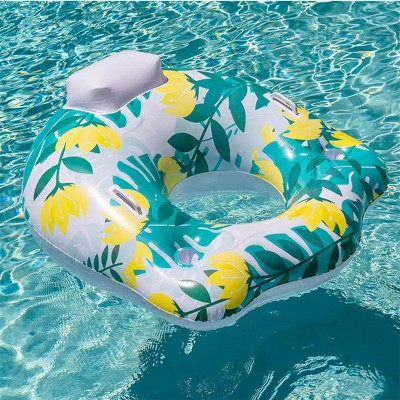 Joyfy 44” Inflatable Pool Float Chair for Adults, Pool Lounger Chair Float Pool Floating Chair with Cup Holders for Swimming Pool Party Summer Fun