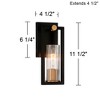 Stiffel Industrial Modern Wall Light Sconces Set of 2 Black Warm Brass Hardwired 4 1/2" Fixture Clear Ribbed Glass Shade for Bedroom Bathroom Vanity - 4 of 4