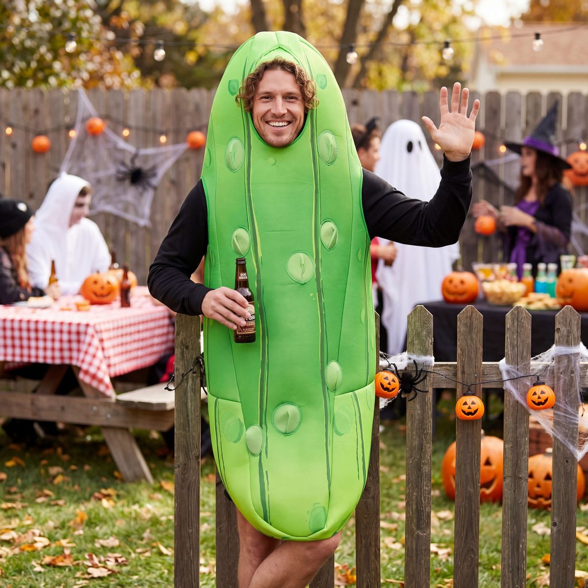 Joyfy Halloween Pickle Costume for Adults – Hilarious Green Jumpsuit for Halloween
