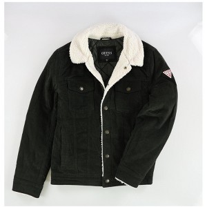GUESS Mens Faux Shearling Trim Bomber Jacket - 1 of 2