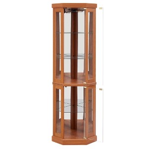 ChicFurnit Decorative Storage Cabinet Modern Corner Curio Cabinet for Living Room Display, Brown, 42.91"*19.3"*9.15" - 1 of 4