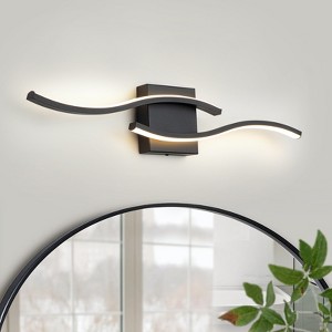 LLHZSY Curve Linear Modern LED Wall Light 23 3/5 in W Bathroom Vanity Light-Dimmable-6000K Cool White Lights/3000K Warm White Lights-Black/Gold/Nickel - 1 of 4