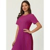Hobemty Women's Pleated Knee Length Short Sleeve Work A-Line Dress - 4 of 4
