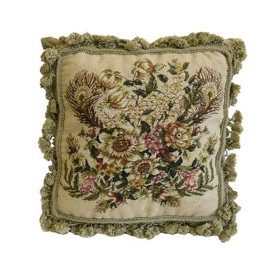 C&F Home 16" x 16" Feathers & Flowers Petit Point Pillow