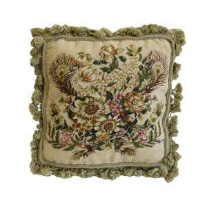 C&F Home 16" x 16" Feathers & Flowers Petit Point Pillow - 1 of 3