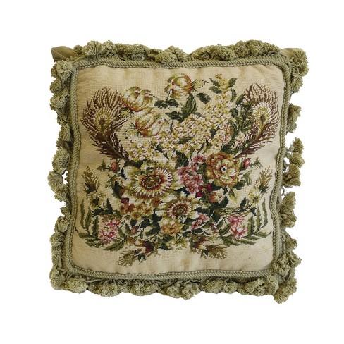 C&F Home 16" x 16" Feathers & Flowers Petit Point Pillow - image 1 of 3