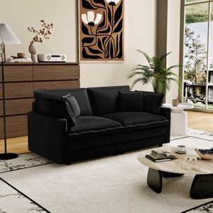 MAYEERTY Modular L-Shaped Deep Seat Sectional Sofa with 4 Pillows for Living Room (Black) - 1 of 4