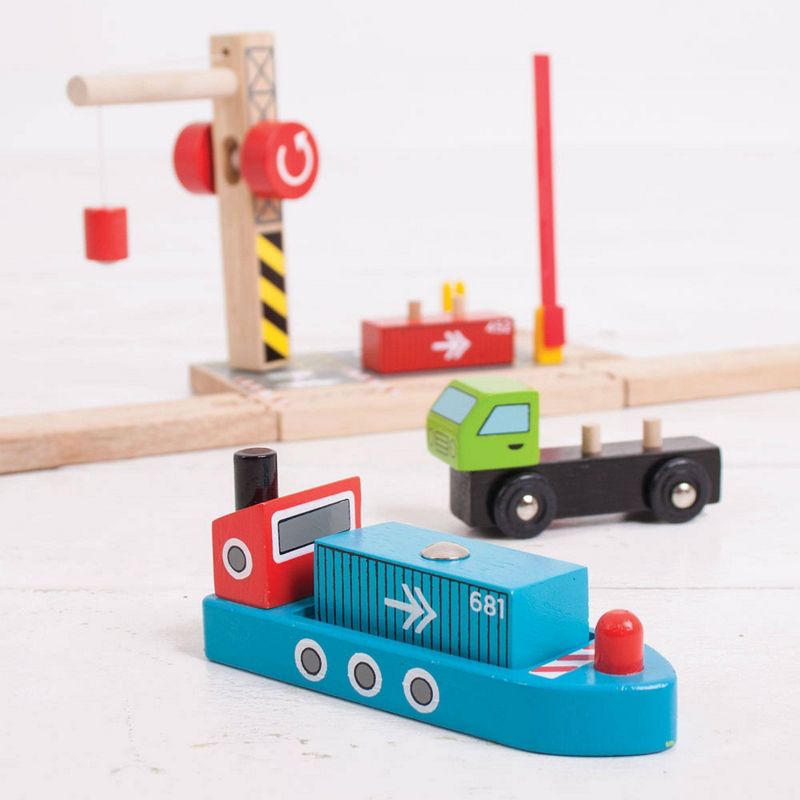 Bigjigs Rail Container Shipping Yard Wooden Railway Train Set Accessory, 6 of 8