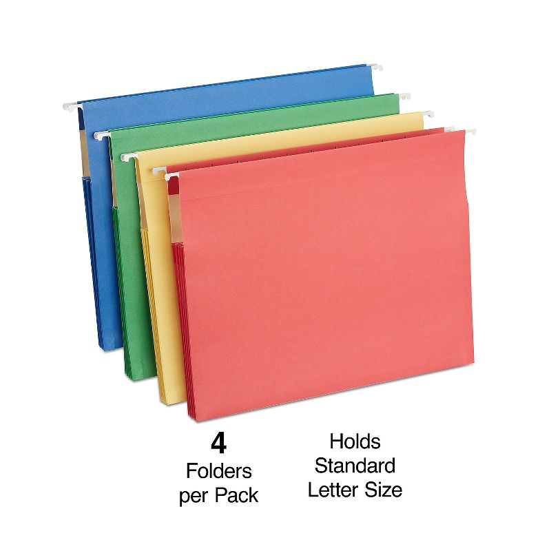 MyOfficeInnovations Hanging File Folders 3.5" Expansion Letter Size Assorted 4/PK 419192, 2 of 7