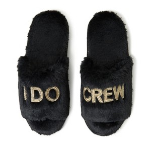 Dearfoams Women's Lane Bridal I Do Fuzzy Slide Slipper - 1 of 4