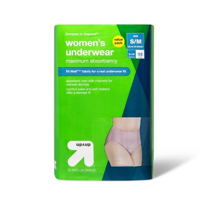 Incontinence Underwear For Women - Unscented - Maximum Absorbency - S/m -  32ct - Up & Up™ : Target