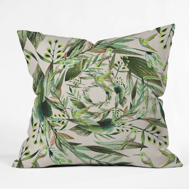 Marta Barragan Camarasa Nature In Circles Square Throw Pillow Green - Deny Designs, 1 of 7