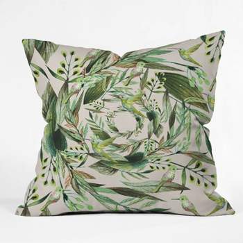 Marta Barragan Camarasa Nature In Circles Square Throw Pillow Green - Deny Designs