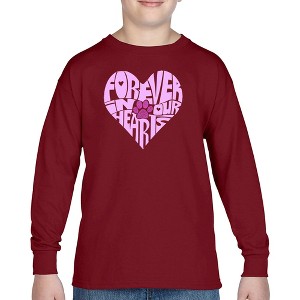 LA Pop Art Forever In Our Hearts - Boy's Word Art Long Sleeve T-Shirt - 1 of 4
