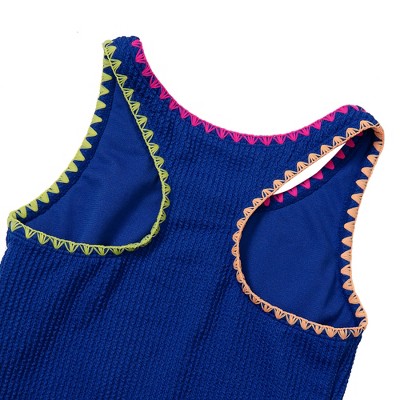 Lands' End Kids Chlorine Resistant Embroidered One Piece Swimsuit - Medium - Dazzling Blue — фото 2