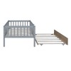 PAGED Twin Size Daybed Modern Simple Wooden Bed Frame with Trundle, Guardrail and Opening for Bedroom, Living - 3 of 4