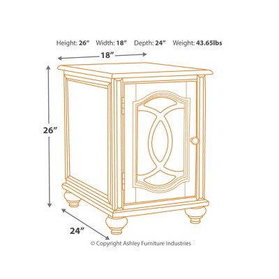 Antiqued Two-Tone Mirrored Cottage End Table with Storage