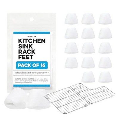 Impresa Kitchen Sink Rack Feet 16 Pack in White, Replacement for Kohler Rack Feet for Part 84544-0