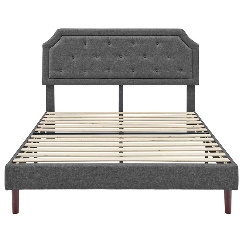 BIKAHOM Upholstered Platform Bed with Button Tufted Headboard, Dark Grey, 4 of 7