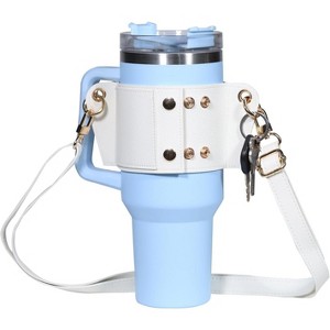 BABYYER Water Bottle Holder With Strap for 40oz,Water Bottle Pouch Series Tumbler,PU Water Bottle Bag (White) - 1 of 4