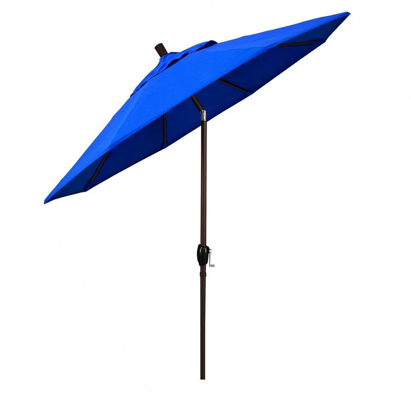 9&#39; x 9&#39; Aluminum Push Button Tilt Crank Sunbrella Patio Umbrella Blue - California Umbrella, 4 of 8