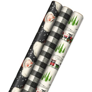 Hallmark Black Christmas Wrapping Paper with Cut Lines on Reverse - 1 of 4